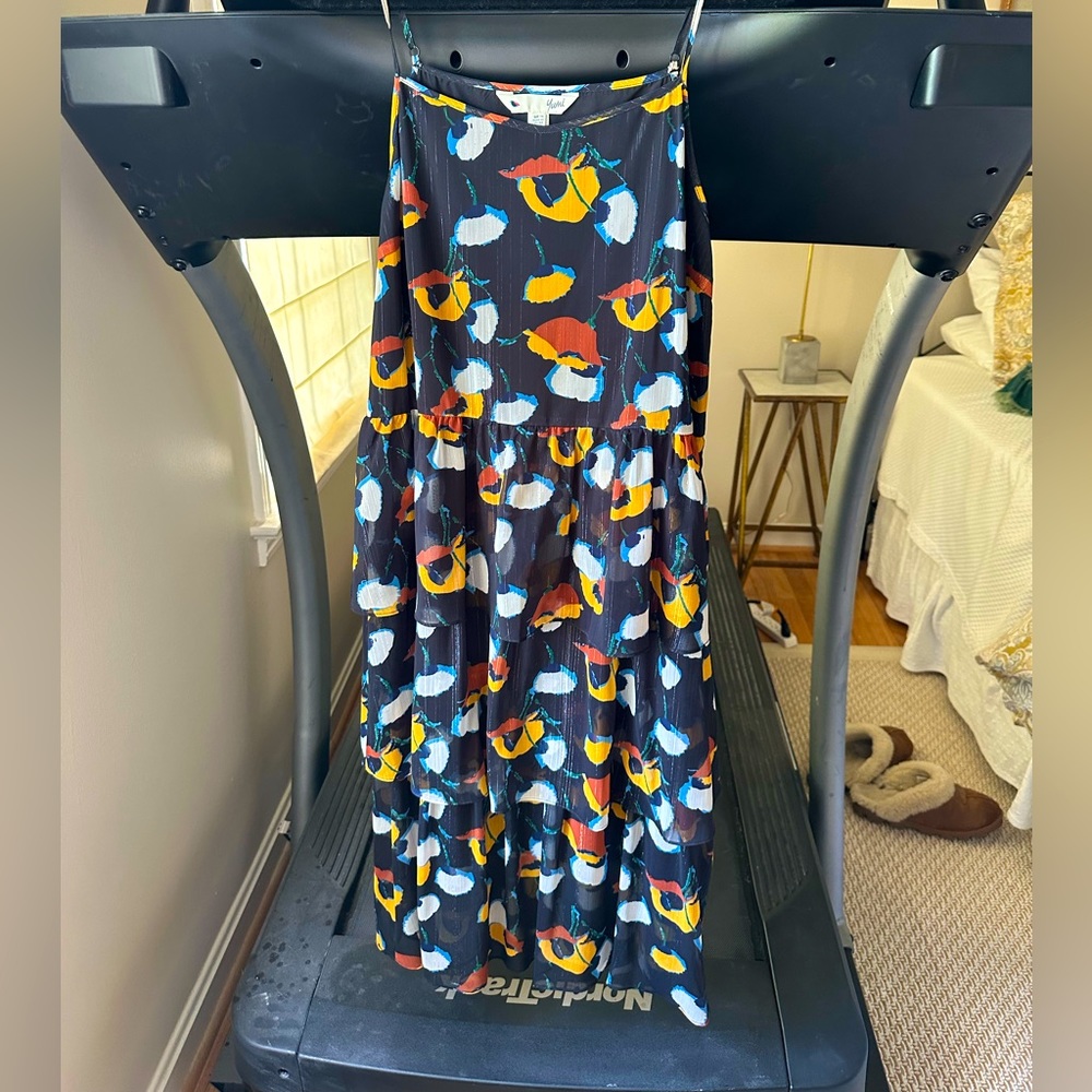 Boutique navy patterned midi dress, size 10, worn once